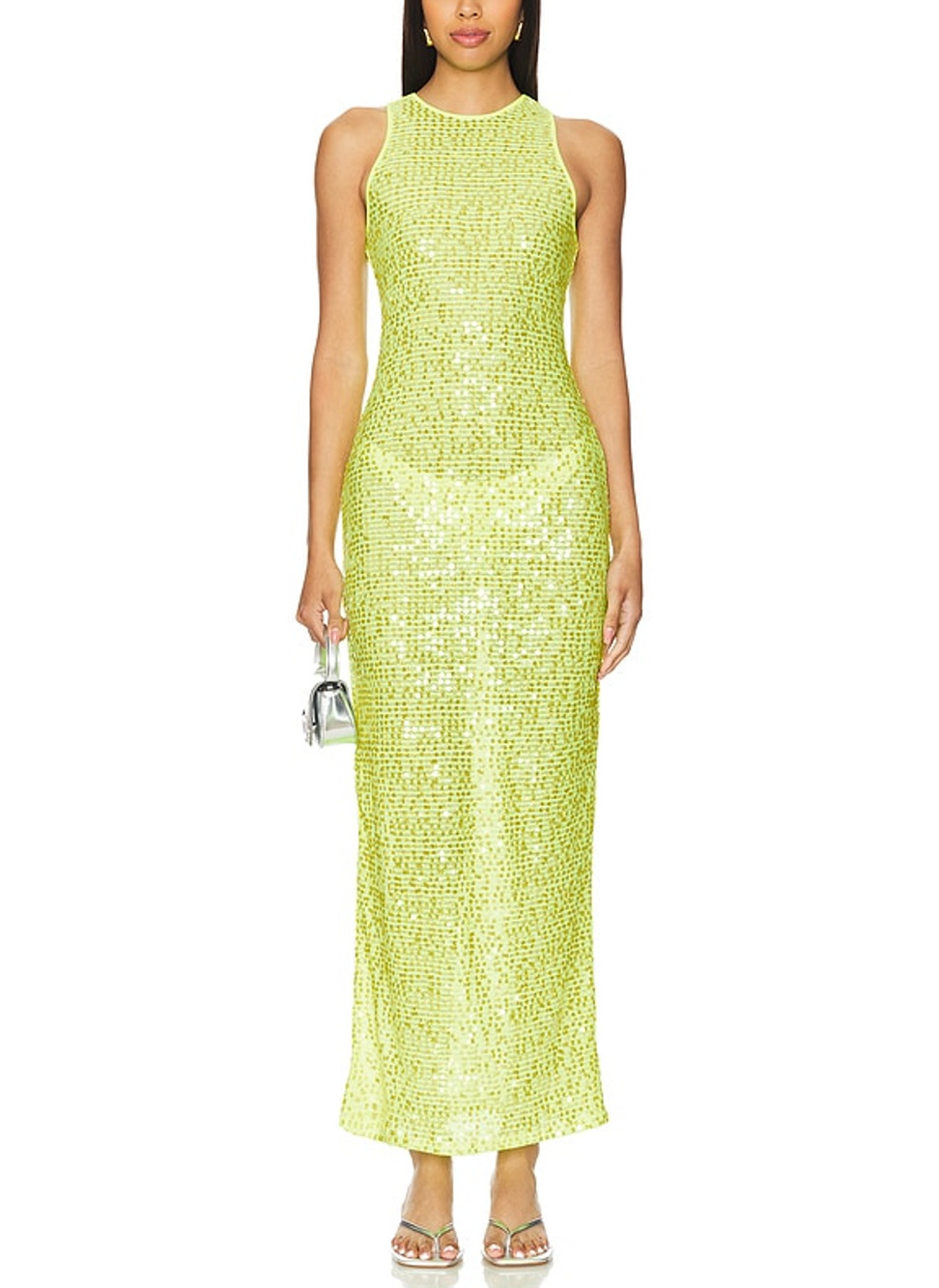 Lovers And Friends Sequin Lime Green Erin Maxi Dress Size S